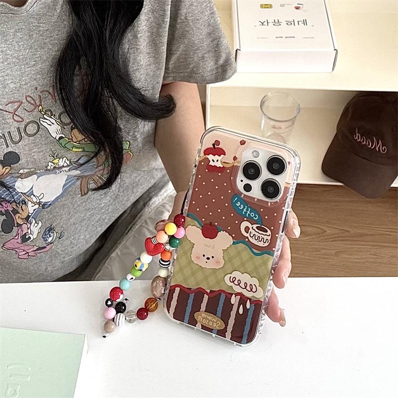 Fun Argyle Polka Dot Cartoon Dog Case for iPhone 16ProMax/15/14/17