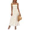 Womens Summer Dresses 2026 Sleeveless Spaghetti Strap Button Down Beach Vacation Long Maxi Dress