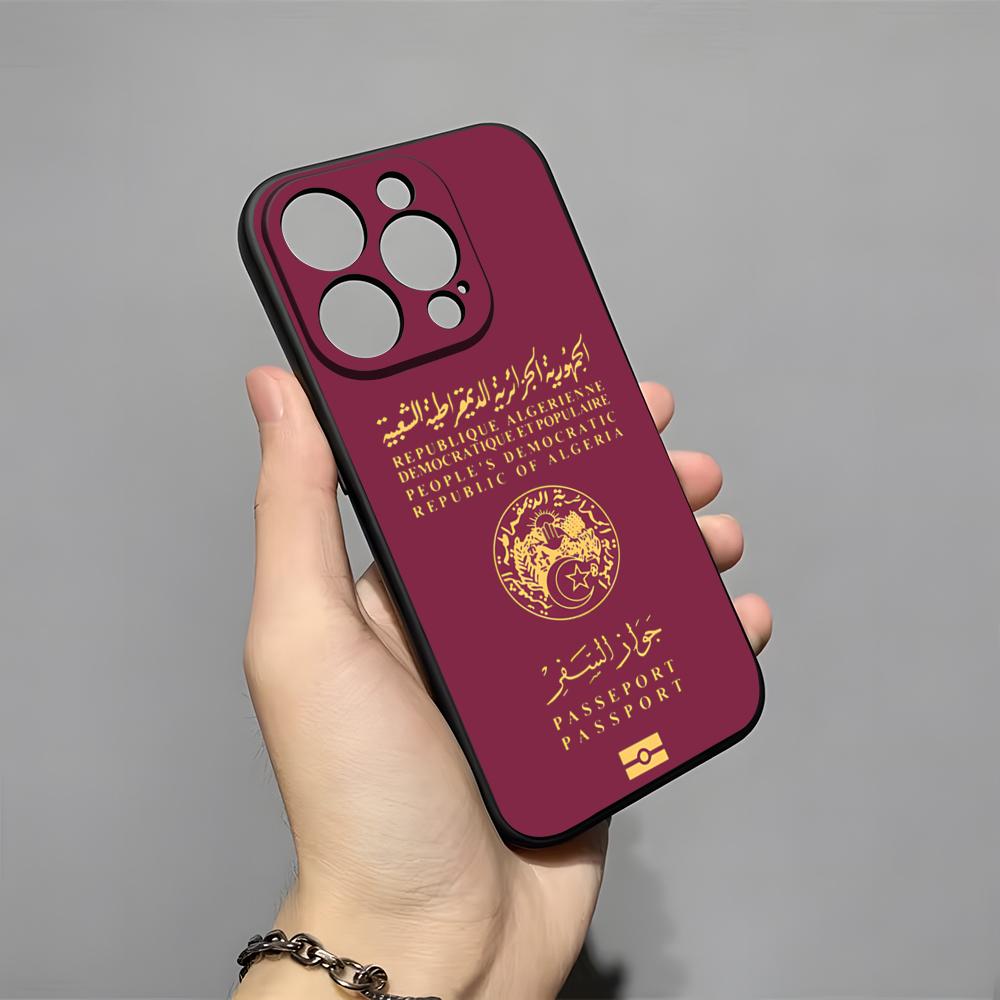 

Algeria Passport Phone Case For IPhone 17 Pro Max 16 15 14 Pro Max 13 11 X Xs Xr 8 7Plus Silicone Cover iPhone 15 Pro Max