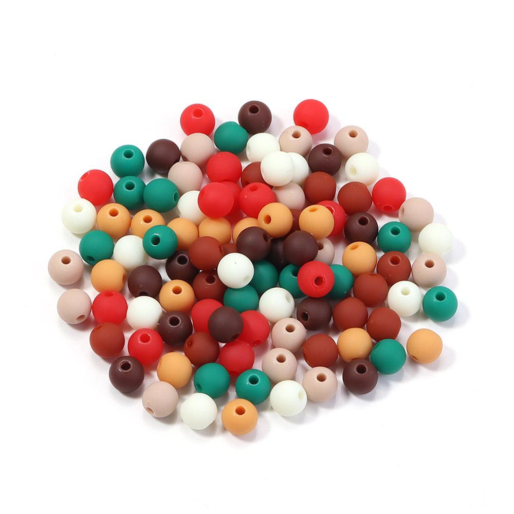 

20-100pcs Acrylic Rubber Beads 6/8/10/12/14/16mm Christmas Color Round Loose Beads For Jewelry Making DIY Bracelets Necklace