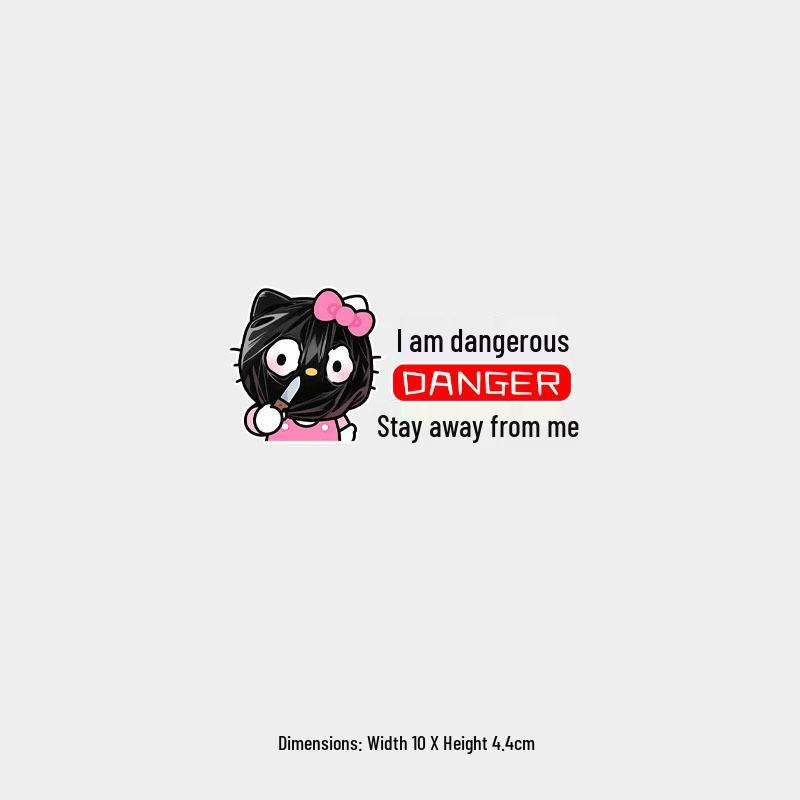 Funny Reflective Waterproof Car Sticker:  Dangerous Female Driver - Stay Away!