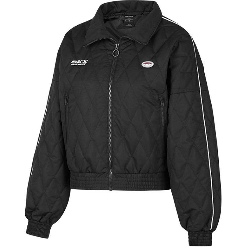 Skechers Skx Classic Sports Series Warm Zipper Stand Collar Woven Long Sleeve Jacket Women jackets Carbon-Black P123W001-0018 L
