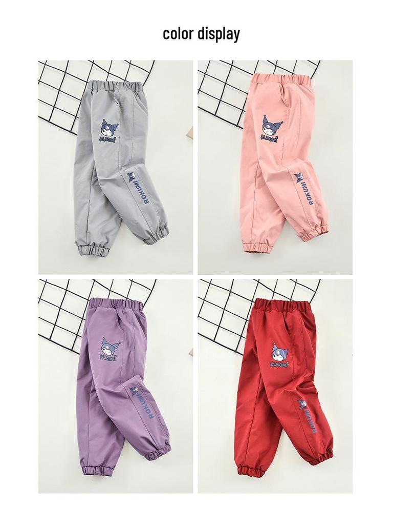 Girls' Fleece-Lined Windbreaker Pants - Waterproof, Windproof Sportswear for Autumn/Winter 2025