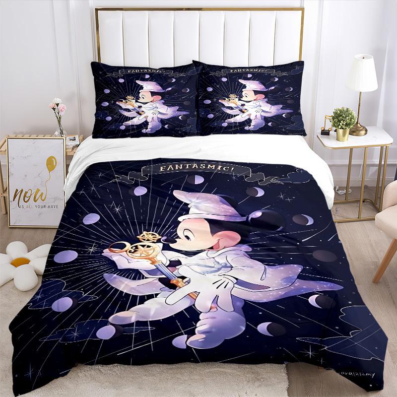 3pcs Mickey Mouse Printed Bedding Set, Breathable And Soft, Machine Washable, Christmas Gift, Suitable for Bedroom Decoration, 094