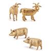 12 Pcs Poultry Animal Figures Simulation Model Golden Figurine Statue Chicken DuckGoose Cattle Educational Toys