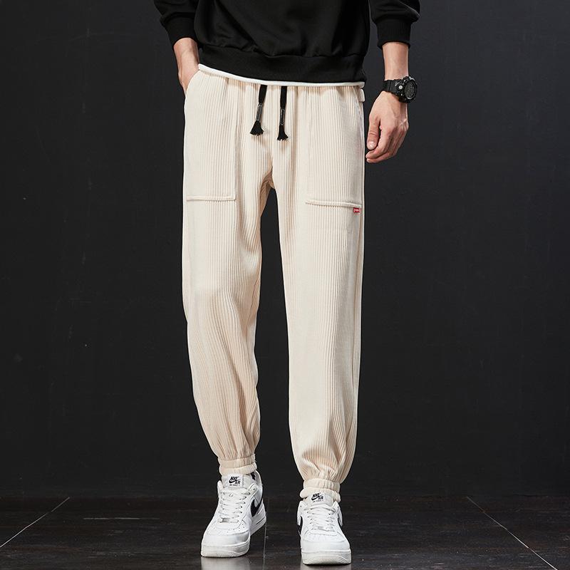 

Мужские вельветовые джоггеры: Трендовый, Свободного кроя, Большого размера, для Весны, Осени и Зимы L