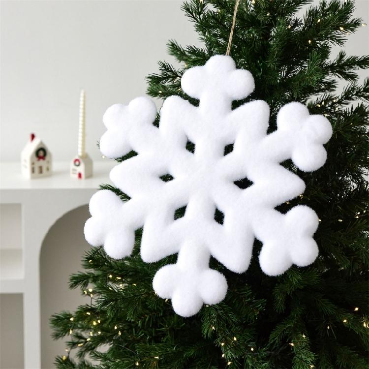 Soft-Furred Snow Crystalloid Christmas Tree Multiple Purpose Celebratory Adornment Environmentally Safe Design for Winter Festivities