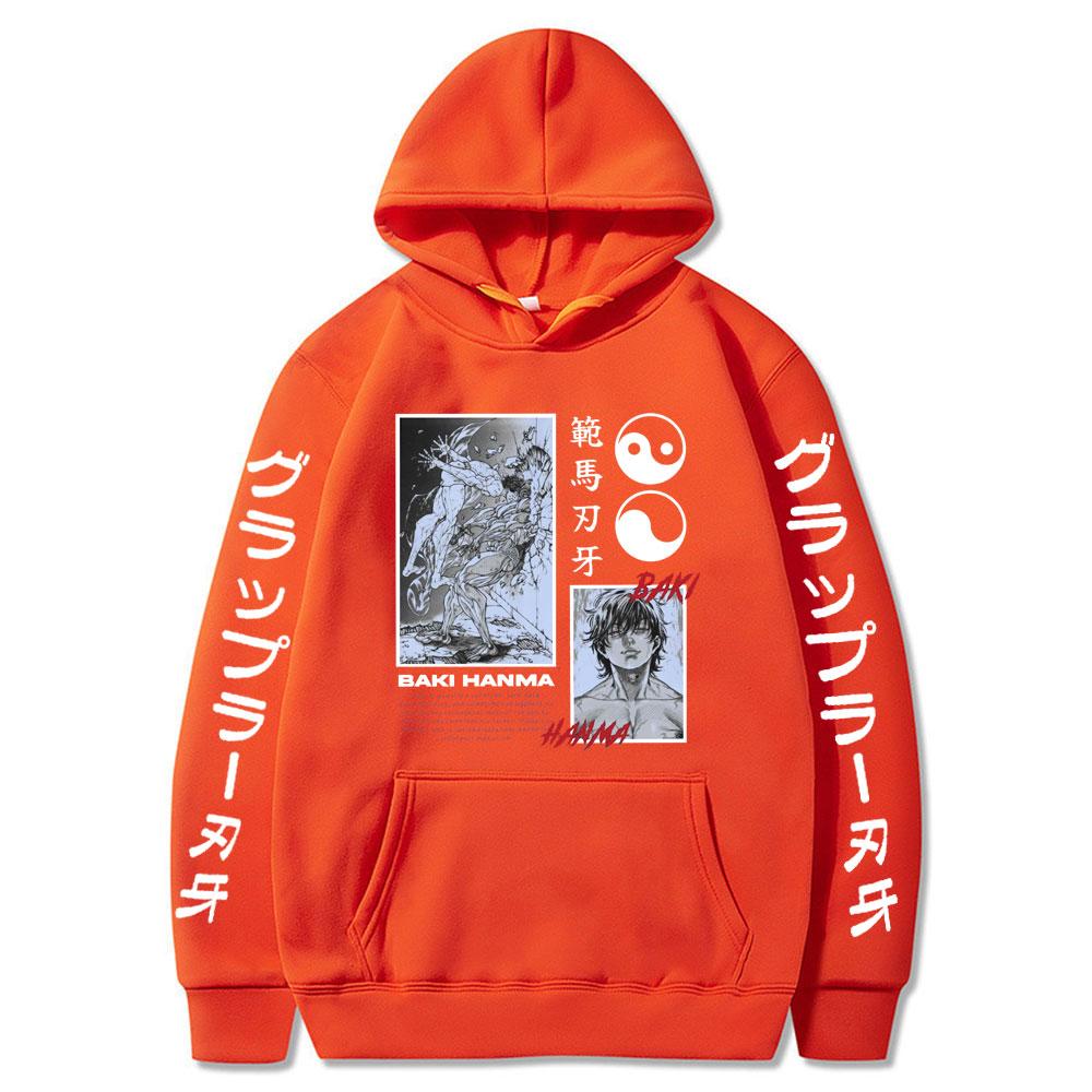 

Популярные аниме Baki Hanma The Grappler, толстовки с графикой, толстовка с капюшоном для мужчин и женщин, толстовки большого размера, модный уличный пуловер в стиле Харадзюку 4XL оранжевый