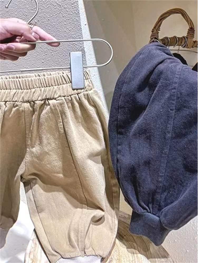 2025 Spring Korean Style High Waist Cotton Carrot Pants for Babies