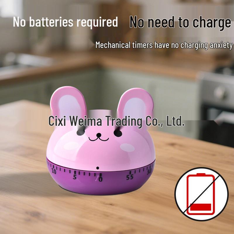 Magnetic Mechanical Kitchen Timer, Battery-Free Rotary Design, Cute for Baking, In Stock