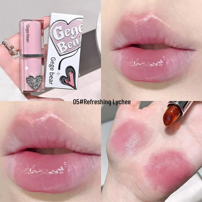 

Gege Bear Crystal Clear Color-Changing Moisturizing Lipstick - Nude Look, Mirror Finish, Whitening Effect 3.8g: Single Lipstick