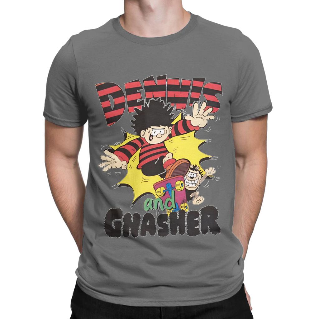 Maglietta Grafica Divertente Classica Dennis e Gnasher 100% Cotone The Beano Tees Top Per Unisex