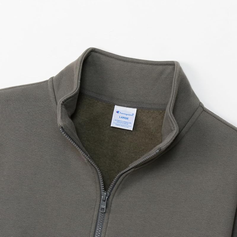 Long-sleeved Cotton USA Sweatshirt with Script Logo, Half-zip Design, C8-Y014Z-081-L