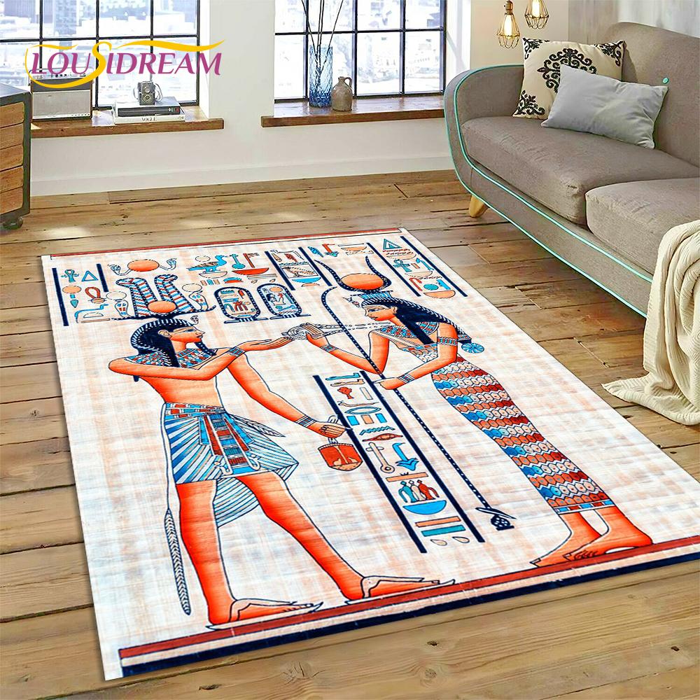 Antike ägyptische ideografische Zeichen-Symbole, mythologischer Teppich, Teppich für Zuhause, Wohnzimmer, Schlafzimmer, Sofa, Fußmatte, Dekoration, rutschfeste Matte