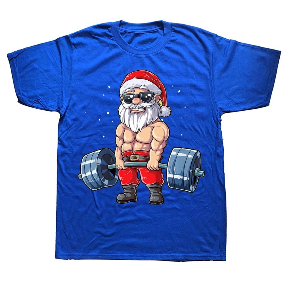 Funny Santa Weightlifting Christmas Gym Deadlift Xmas T Shirts Graphic Cotton Streetwear Short Sleeve Birthday Gifts T-shirt