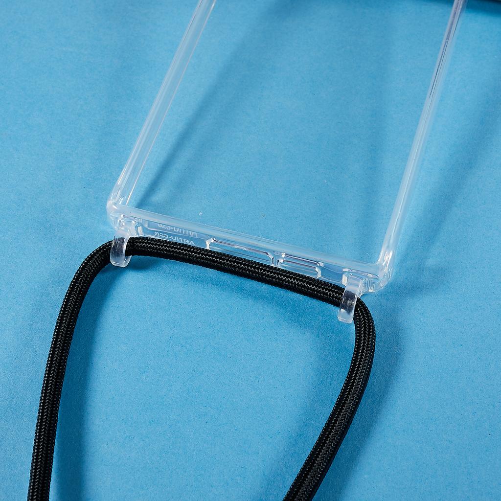 Für Samsung Galaxy S23 Ultra TPU+Acryl Handy Sturzsichere Hülle Transparent Kratzfeste Hülle mit Langem Umhängeband