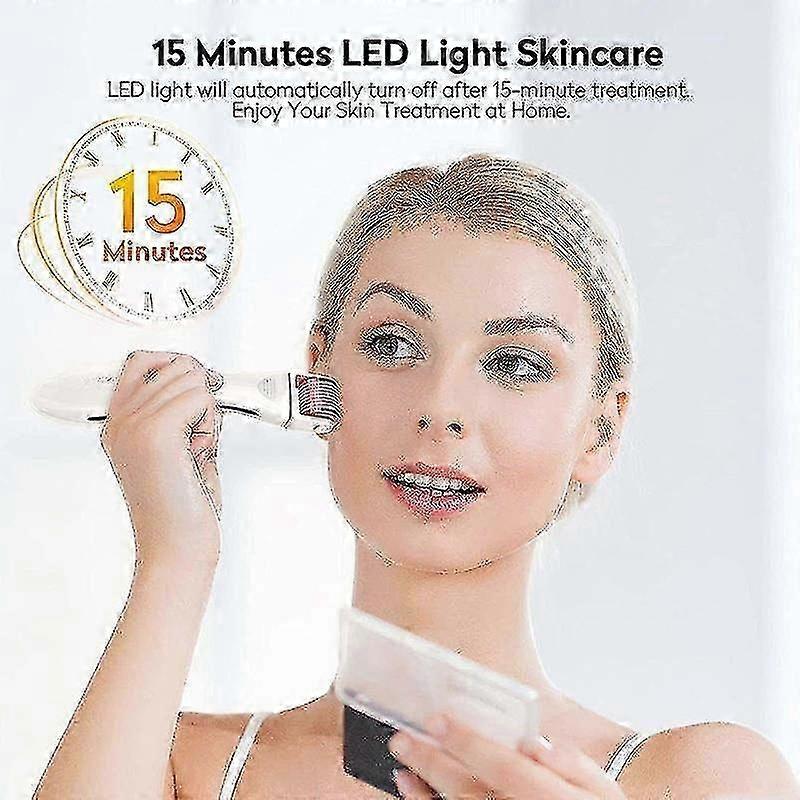 Electric Led Light Therapy Microneedle Derma Roller Skin Care Device-white