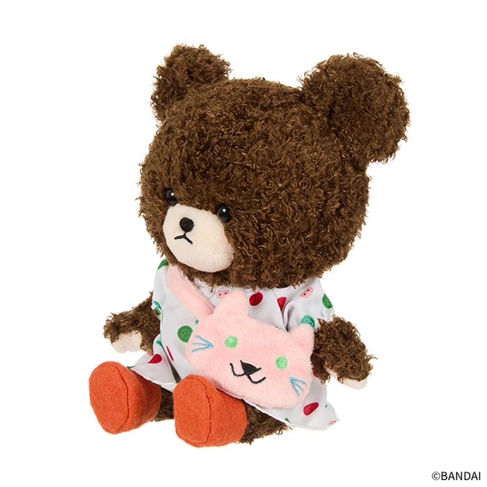 Sekiguchi The Bears' School Plush Toy, Fluffy Jackie with Cat, 622696, Size: H21 X W14 X D12cm
