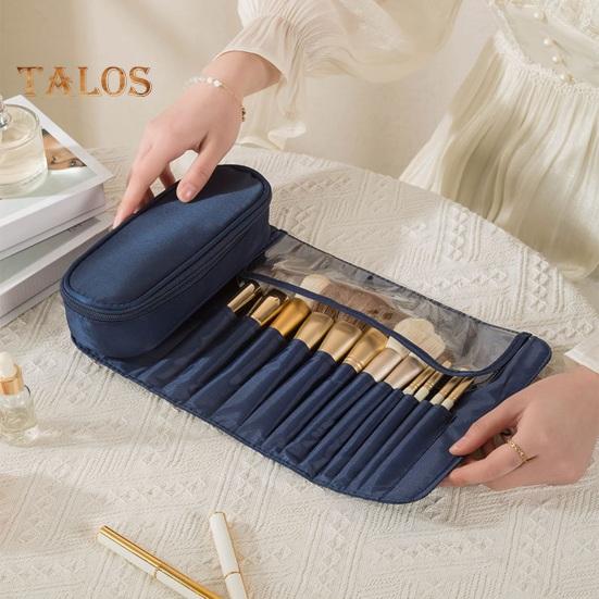 Makeup Brush Bag 12 Slots Waterproof Nylon Foldable Portable Multifunctional Lipstick Eyebrow Pencil Cosmetic Brush Holder Organizer Pouch