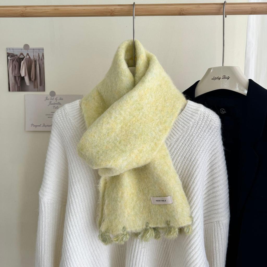 Fashionable Wool Knitted Scarf Autumn Winter Warm Simple Cold-Proof Shawl For Students Solid Color Versatile Thickened Muffler