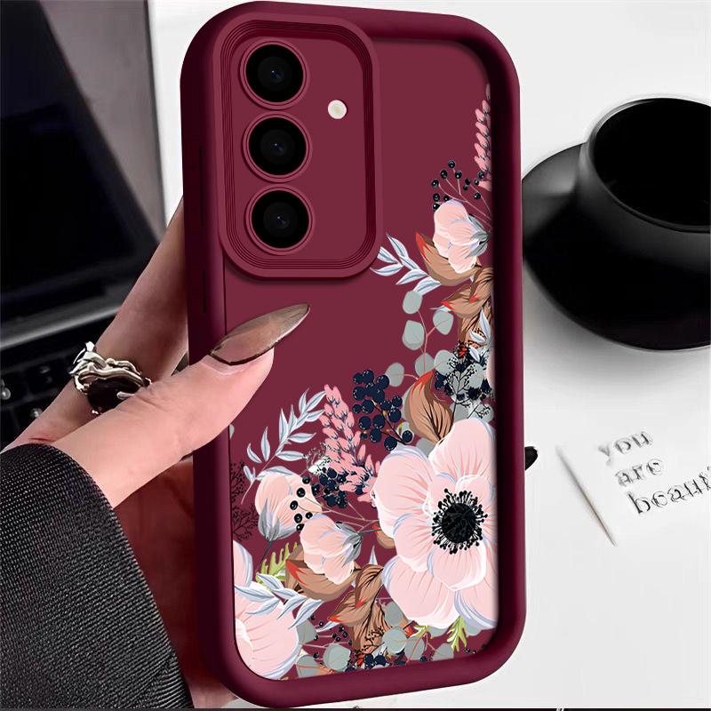 Flower Print Case For Samsung Galaxy S25 S24 S23 S22 Ultra S21 S24 FE A55 A54 A34 A15 A14 A35 A52 A53 A25 A16 5G Soft TPU Cover