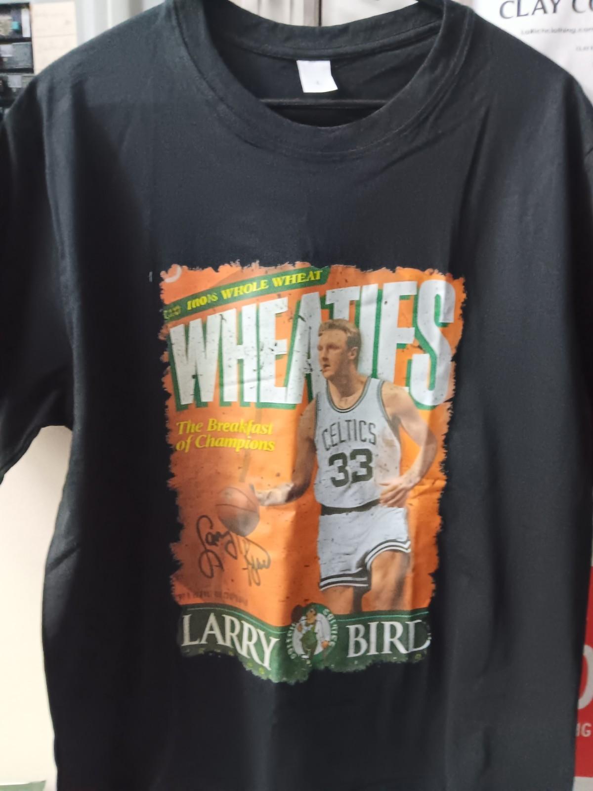 Vintage Larry Bird Boston Celtics T-shirt WHEATIES Signature SIZE (L) L