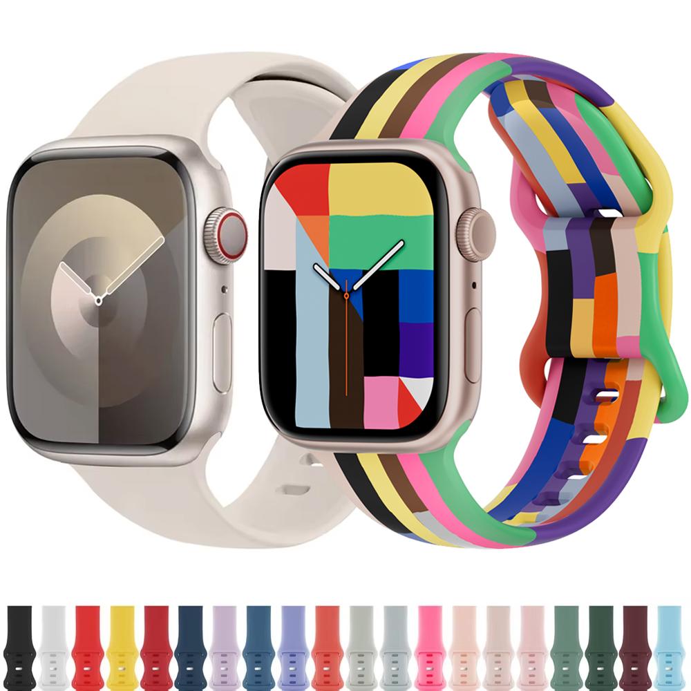 Band for apple watch strap 44mm 40mm 45mm 49mm 41mm 42mm silicone correas bracelet iwatch series 6 7 8 9 ultra 2 se 3 10 11 46mm