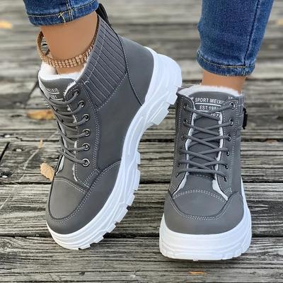 Fashion Plush Lined Warm Snow Boots, Casual Versatile Fall And Winter Warm Snow Shoes, Wear-resistant Non-slip Snow Shoes