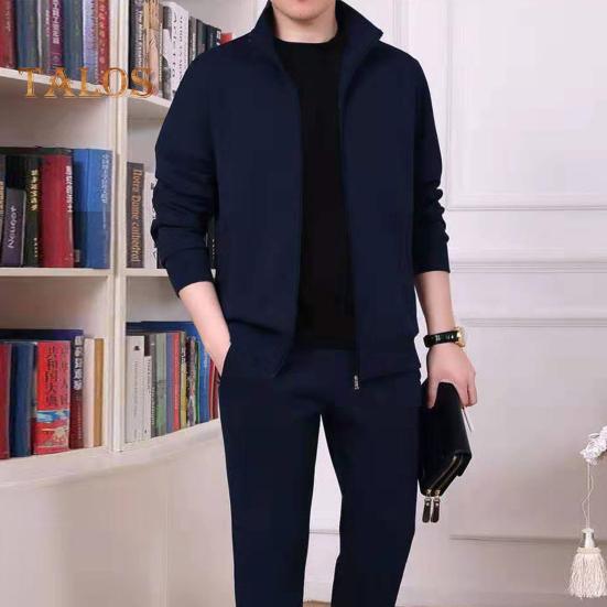 2 τμχ/Σετ Ανδρικό Αθλητικό Πέτο Πέτο Μακρυμάνικο Φερμουάρ Παλτό Ελαστική Μέση Τσέπες Μακρύ Παντελόνι Σετ Παντελόνι Μονόχρωμο Φούτερ Σετ Φούτερ