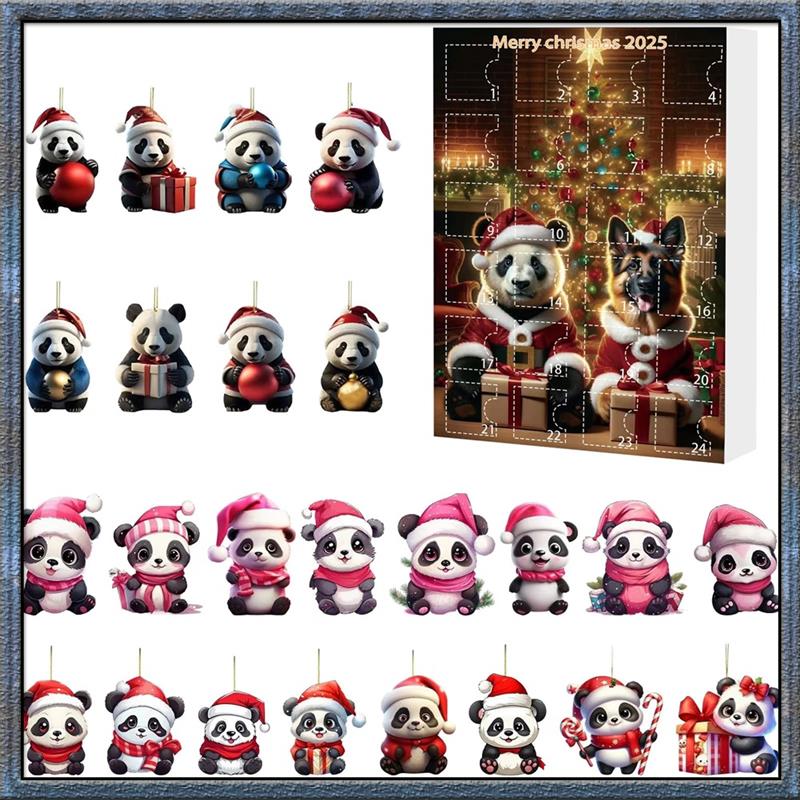 

Aug. For Home Decor Christmas Advent Calendar With Santa Hats Acrylic Mini Xmas Tree Panda Pendant For Home& Garden Decorations