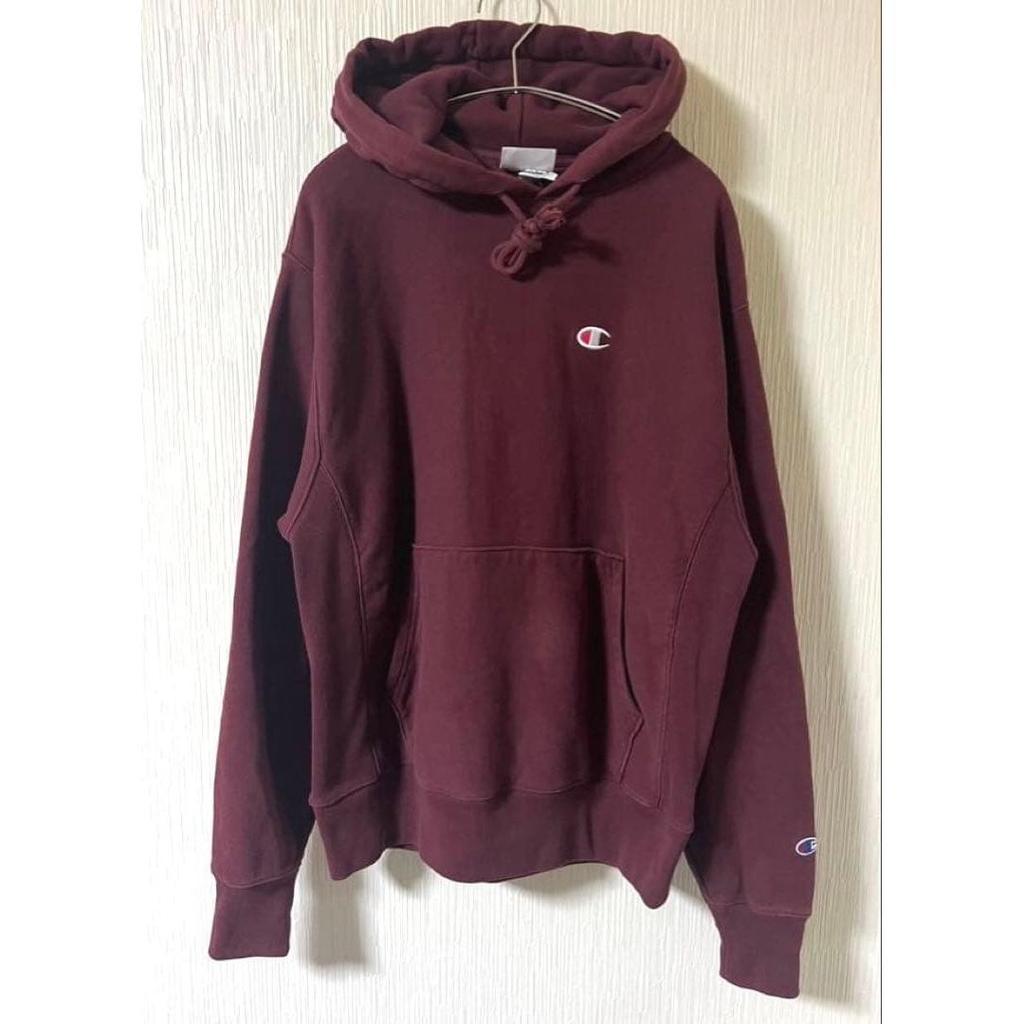 Used US old clothes Champion reverse weave plain sweat parka dark red