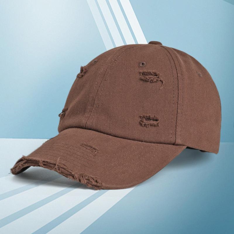 Summer sunscreen cotton ripped baseball cap embroidery big head circumference showing face small cap characters