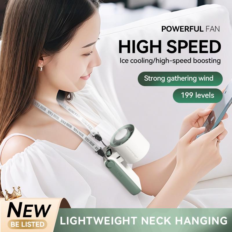 New JF168 ice pack high-speed fan with 199 speed regulation, long endurance, high wind power, handheld folding mini fan