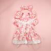 Spring/Summer Plaid Bow Dog Dress Breathable Dog Skirt Lace Princess Plaid Dress Cat Bilegged Pet Apparel Dog Dresses Dog Cloth