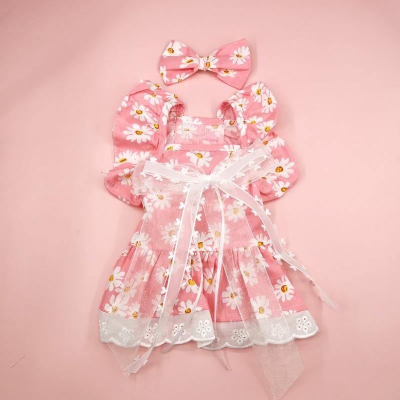 Spring/Summer Plaid Bow Dog Dress Breathable Dog Skirt Lace Princess Plaid Dress Cat Bilegged Pet Apparel Dog Dresses Dog Cloth