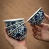 Ceramic Blue and White Underglaze Large Master Single Tasting Kung Fu Tea Bowl Retro Handheld Cup Wholesale