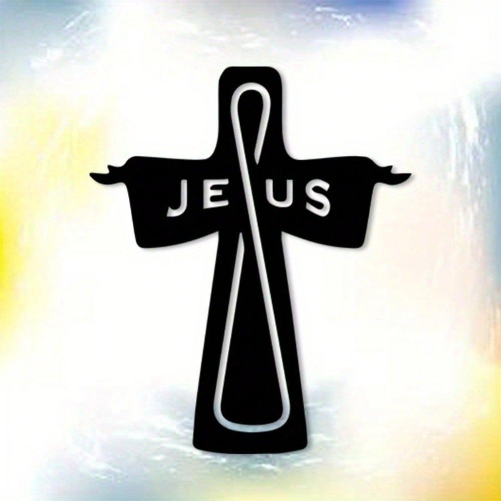 Modern Metal Cross Wall Art Sculpture Vintage Jesus Figure Christian Home Church Easter Gift Indoor Decor