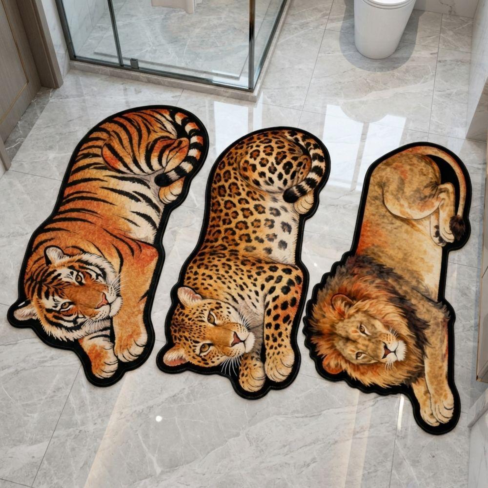 Anti-slip Lion Doormat 2D Flat Wolf Floor Mat Creativity Tiger Carpet Rug  Bedroom Bathroom
