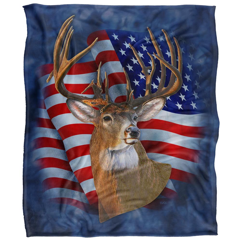 JQ Licensing Lz-Jp Silky American Flag Deer Supersoft Blanket