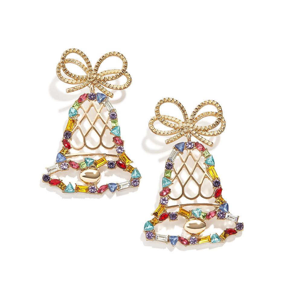 Crystal Trendy Geometric Bell Earrings Alloy Material For Fashionable Women