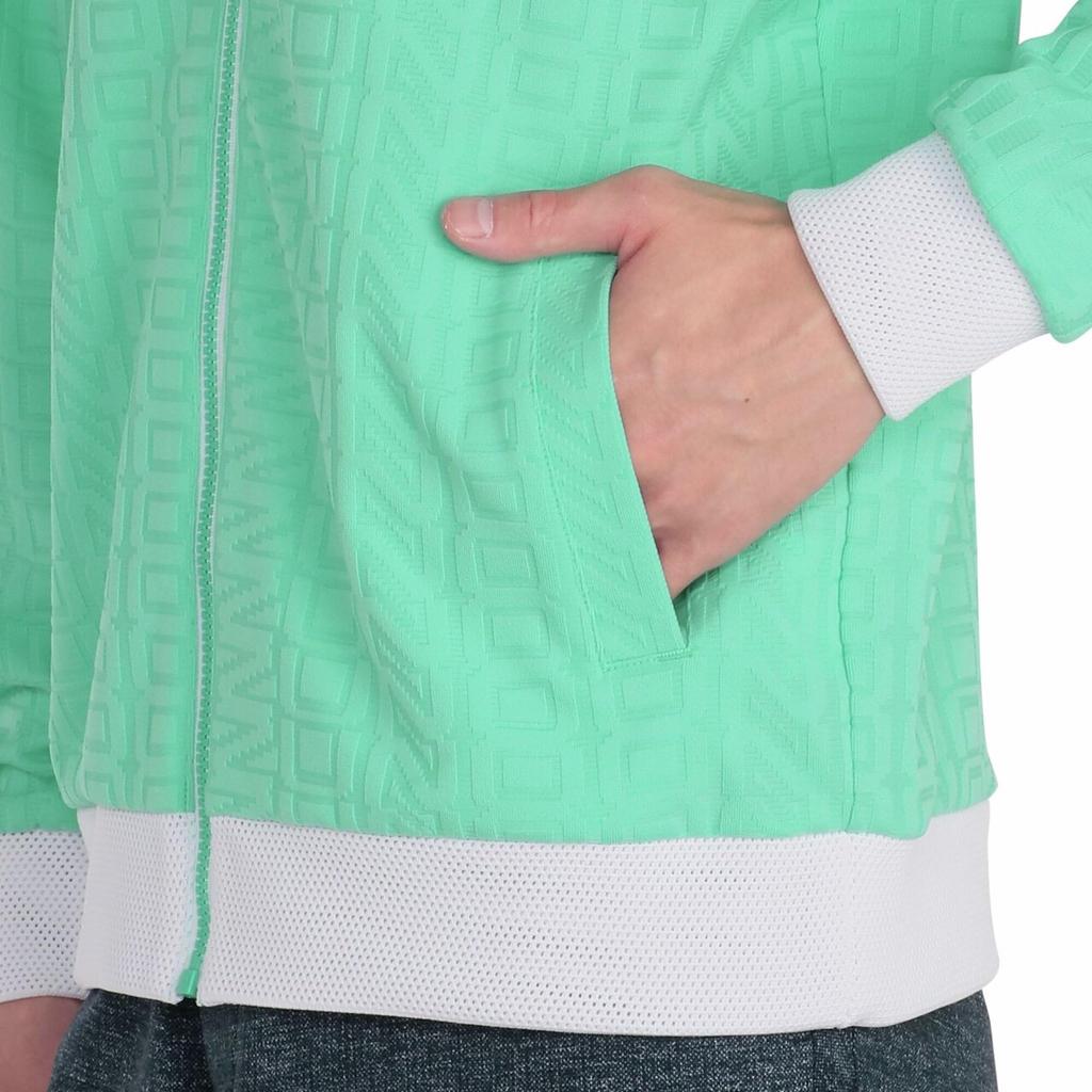 Mizuno Men's Golf Wear, Logo Jacquard, Long Sleeve, Full Zip-Up Blouson Jacket, UV Protection, Easy To Move In, Mint Green (E2MCC001)