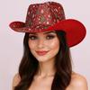 Red Christmas Cowboy Hat Santa Claus Decoration Holiday Party Props Wide Brim Cowgirl Hat Jazz Hat