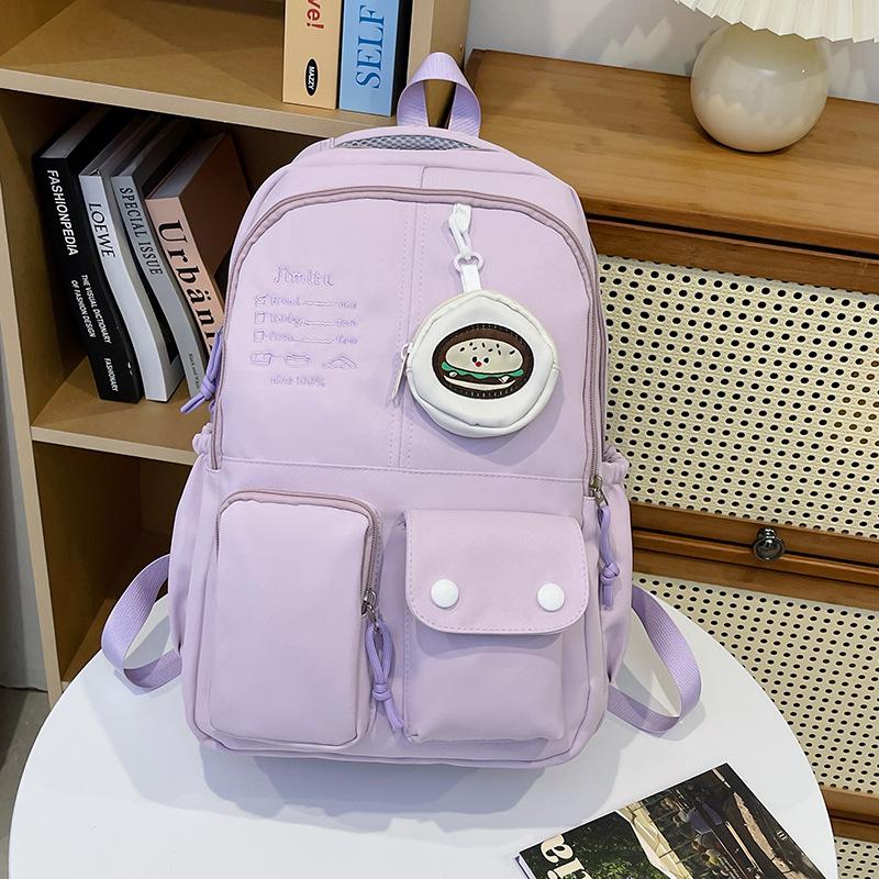 Japanese & Korean Style Large Capacity Color Block Backpack for High & Middle School Girls