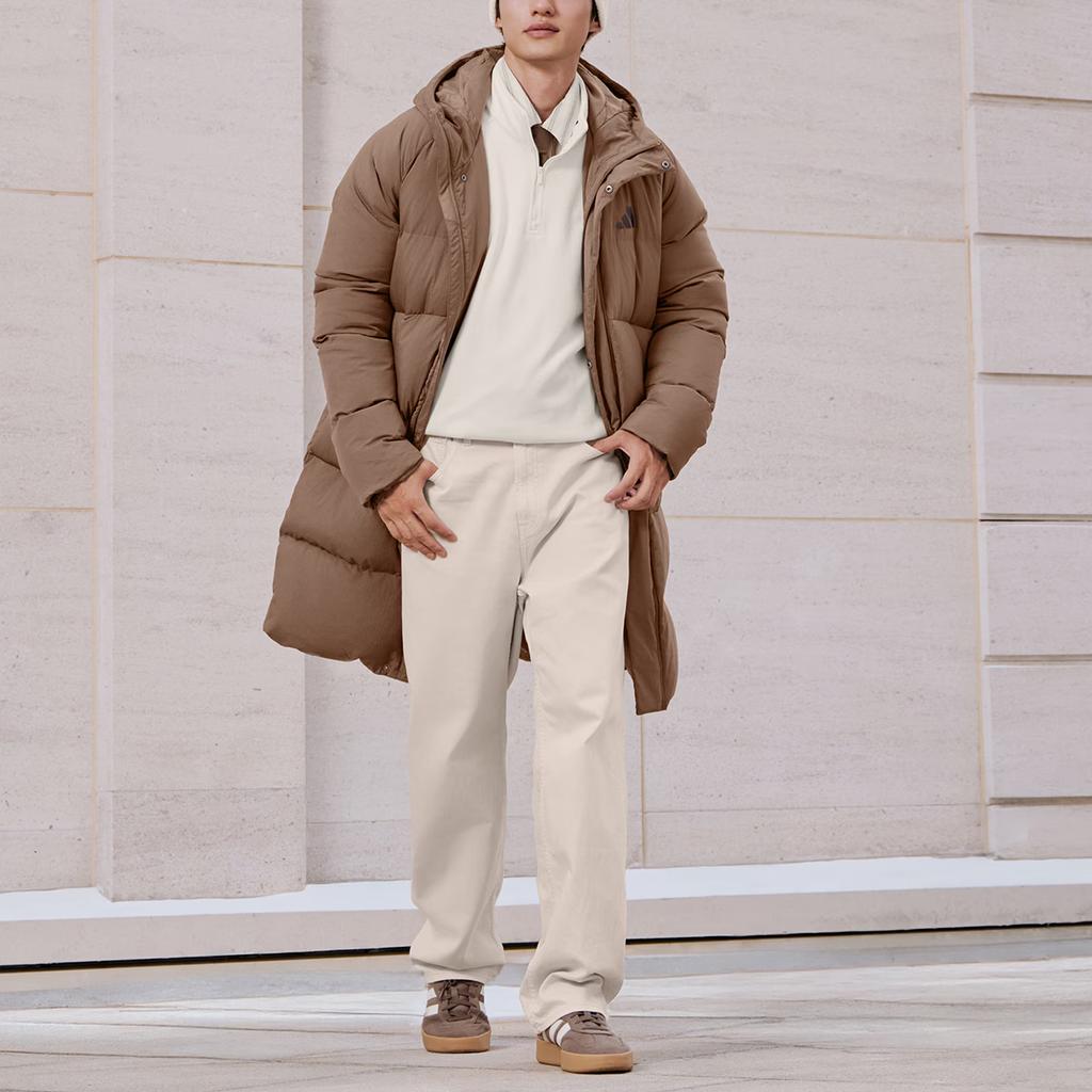 Adidas 600 Fill Casual Mid-Length Warm Duck Down Hooded Letter Long Sleeve Down Jacket Men Outerwear KQ5517