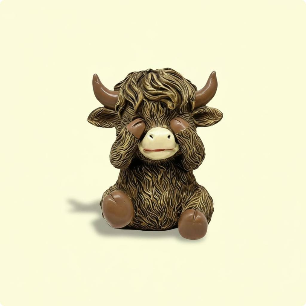 Mini Highland Cow Figurine Miniature Highland Cow Figurine Handmade Look for Study Room
