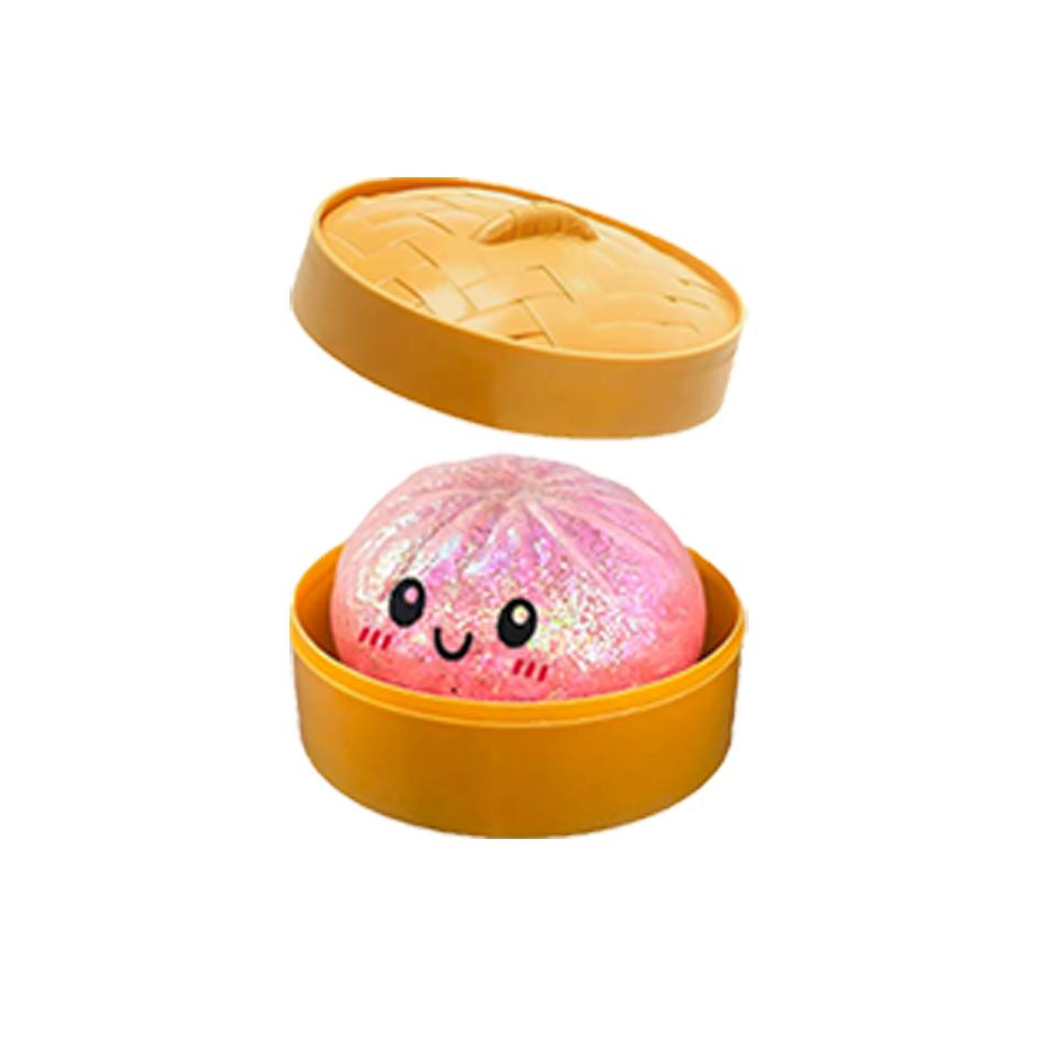 Glitter Dumpling Squishies Toy Bun Baozi Dumpling  Box Colorful Food Squishy Sensory Fidget Toy Anti Stress Squeeze Ball