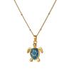 Exquisite Trend Gold Color Stainless Steel Simulation Green Sea Turtle Zircon Pendant Necklace for Women Collar Chain Jewelry