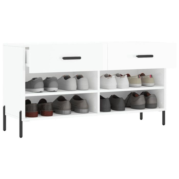 VidaXL Banc à Chaussures, Armoire à Chaussures avec 4 Étagères et Pieds, Meuble à Chaussures avec 2 Tiroirs Salon, Moderne, 829750