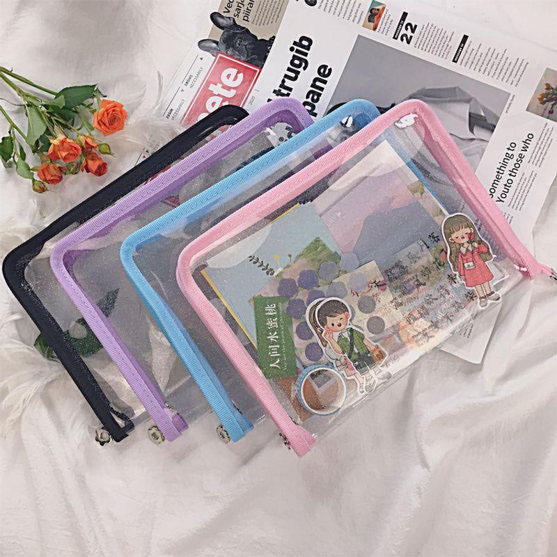 Instagram Style PVC Student Zippered Bill File Bag