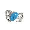 Celebrity Hong Kong Style High-End Egg-Type Turquoise Open Ring Light Luxury Niche Design Temperament Stacked With Personalized Rings